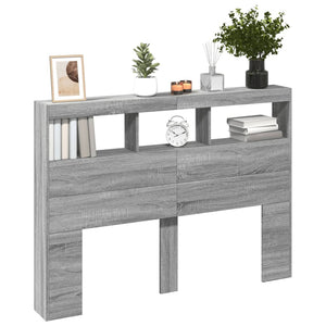 Κεφαλάρι με Αποθηκ. Χώρο & LED Γκρι Sonoma 140x17x102 εκ. - Pakobazaar
