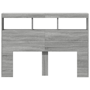 Κεφαλάρι με Αποθηκ. Χώρο & LED Γκρι Sonoma 140x17x102 εκ. - Pakobazaar
