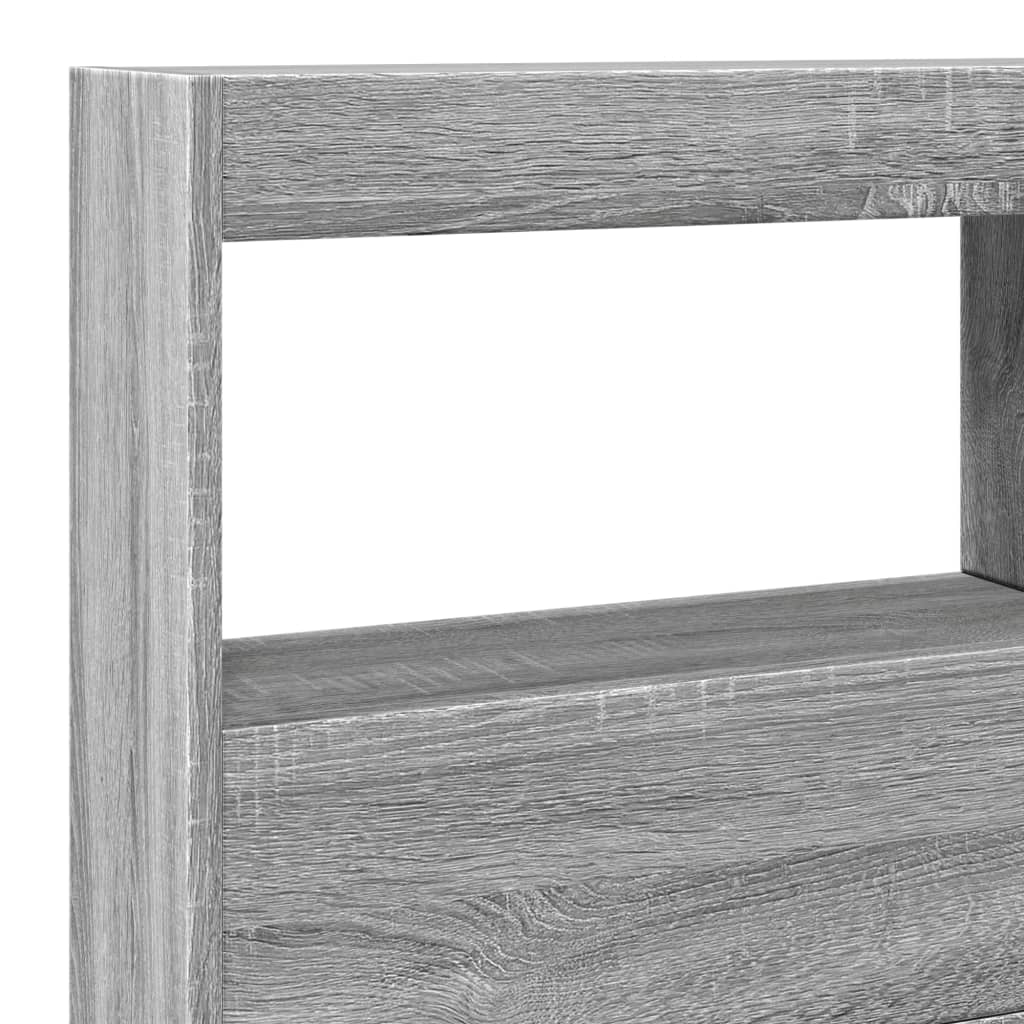 Κεφαλάρι με Αποθηκ. Χώρο & LED Γκρι Sonoma 140x17x102 εκ. - Pakobazaar