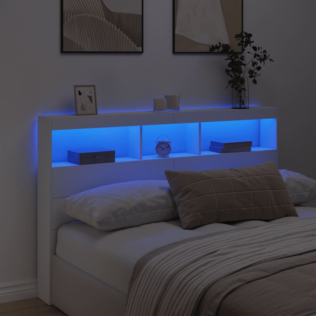 Κεφαλάρι με Αποθηκευτικό Χώρο και LED Λευκό 160 x 17 x 102 εκ. - Pakobazaar