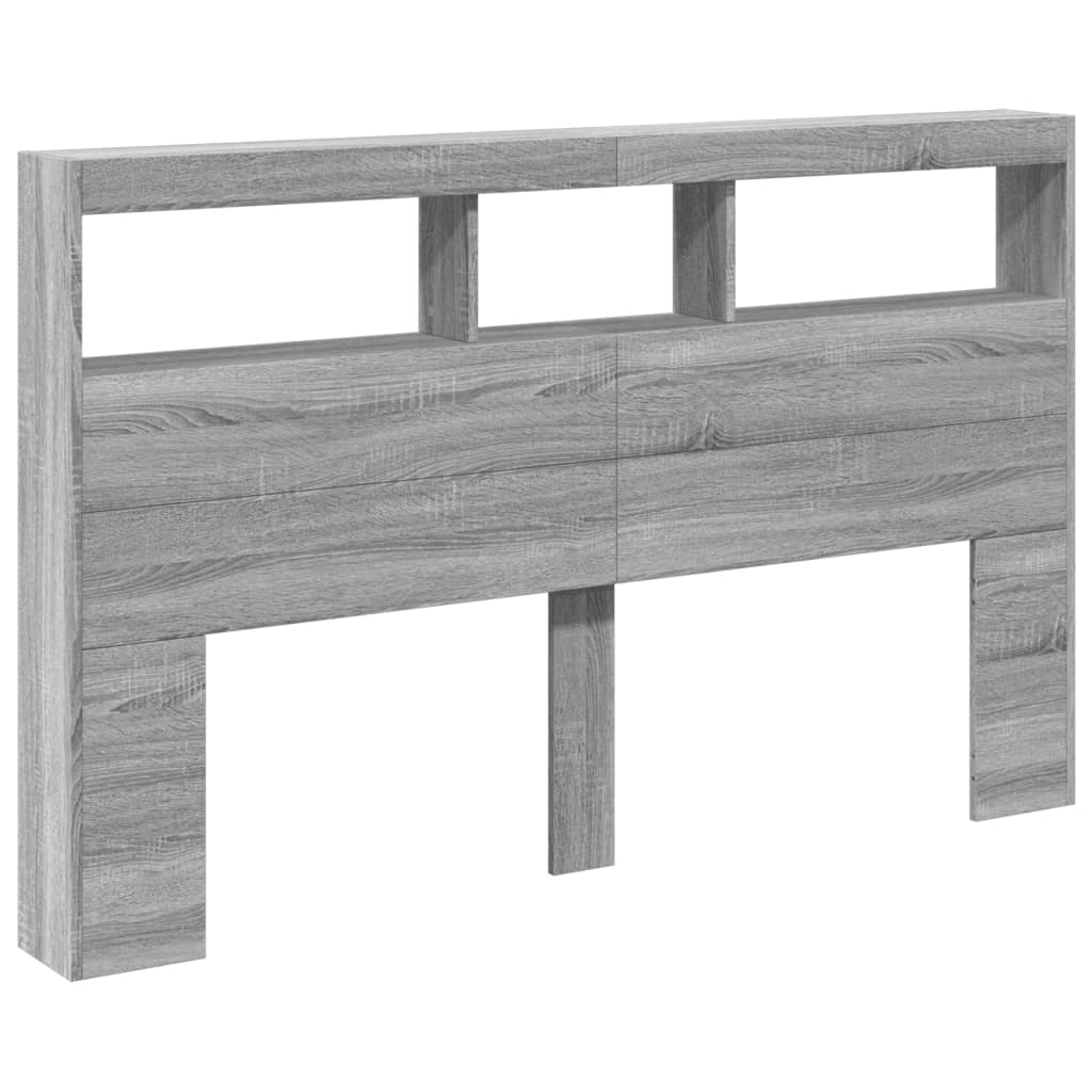Κεφαλάρι με Αποθηκ. Χώρο & LED Γκρι Sonoma 160x17x102 εκ. - Pakobazaar
