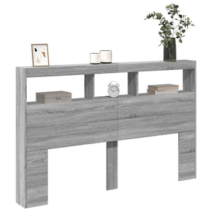 Κεφαλάρι με Αποθηκ. Χώρο & LED Γκρι Sonoma 160x17x102 εκ. - Pakobazaar