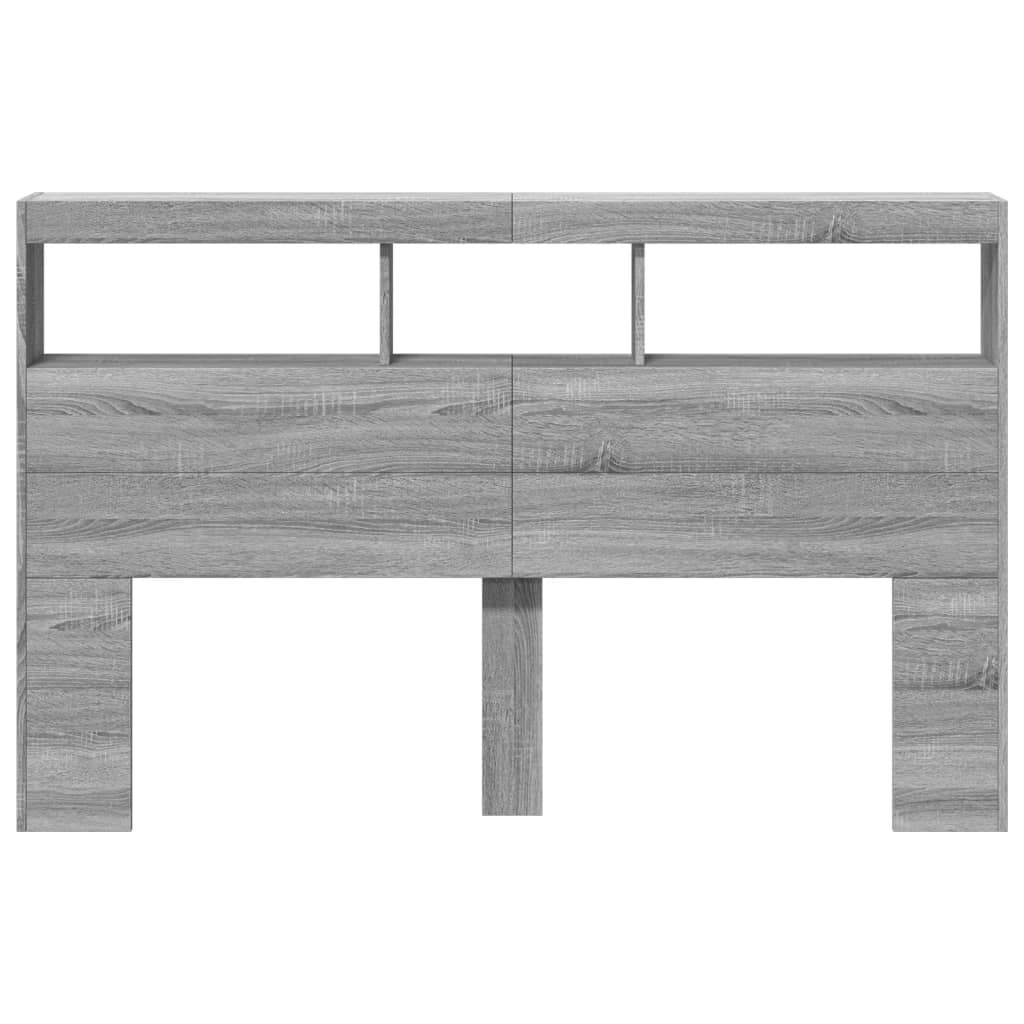 Κεφαλάρι με Αποθηκ. Χώρο & LED Γκρι Sonoma 160x17x102 εκ. - Pakobazaar
