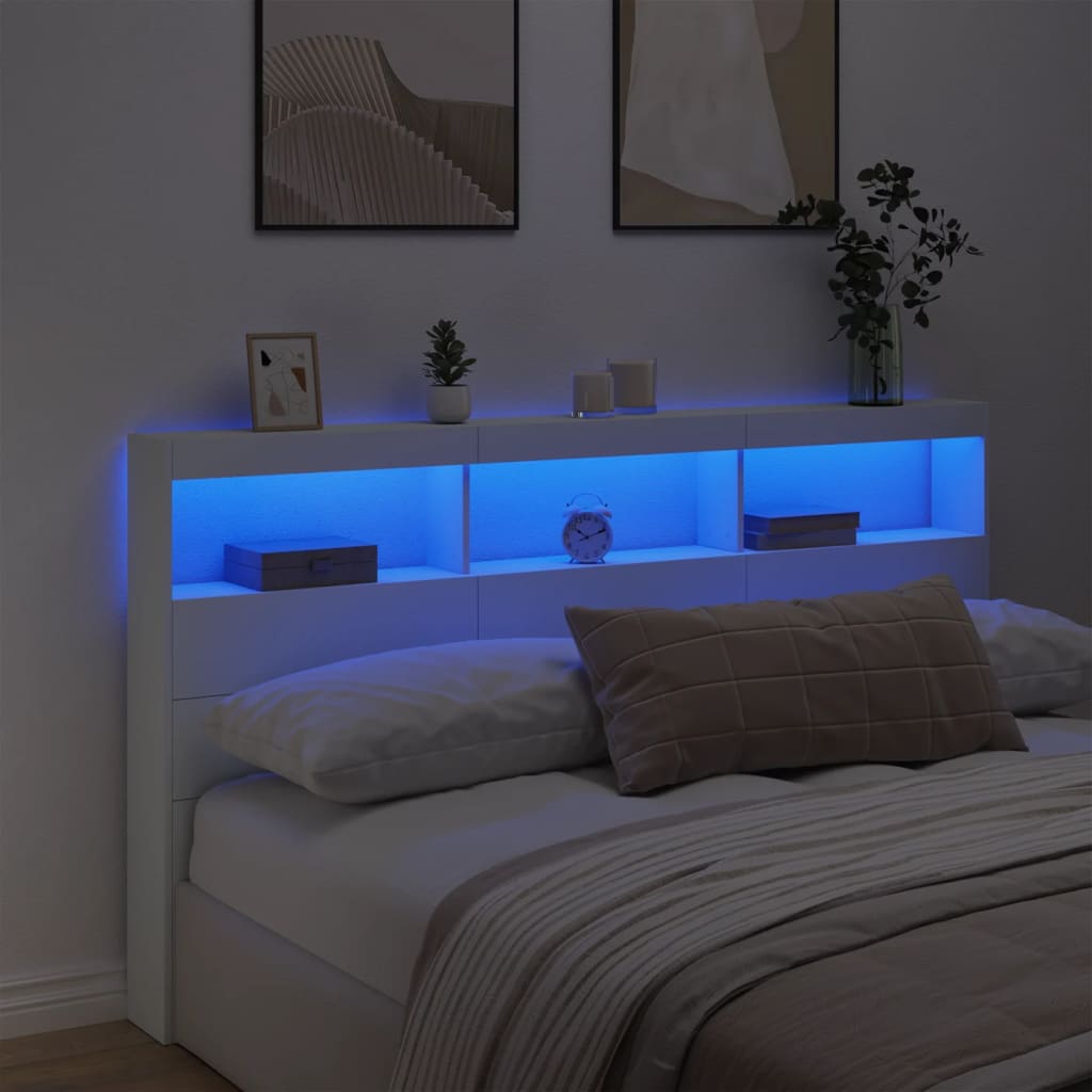 Κεφαλάρι με Αποθηκευτικό Χώρο και LED Λευκό 180 x 17 x 102 εκ. - Pakobazaar