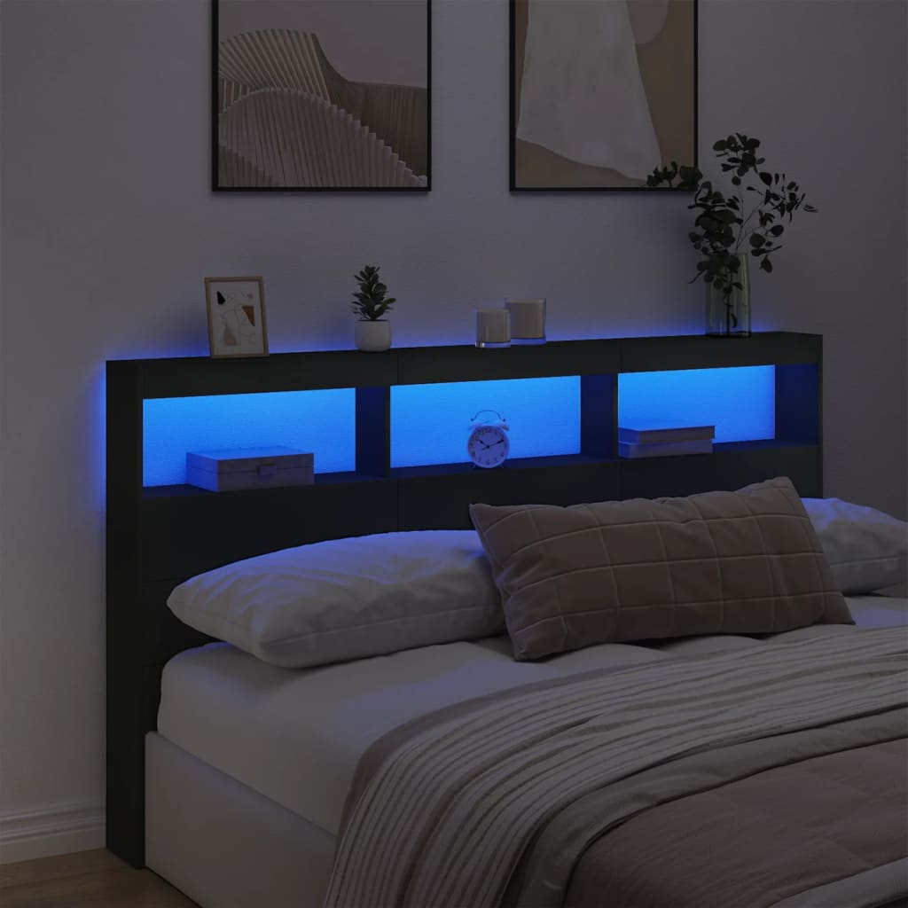 Κεφαλάρι με Αποθηκευτικό Χώρο και LED Μαύρο 180 x 17 x 102 εκ. - Pakobazaar