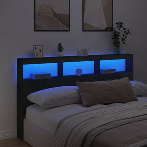 Κεφαλάρι με Αποθηκευτικό Χώρο και LED Μαύρο 180 x 17 x 102 εκ. - Pakobazaar