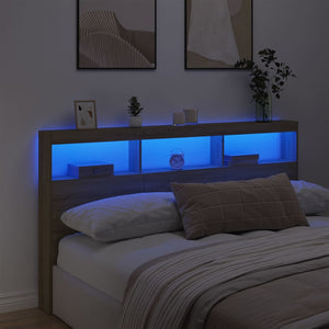 Κεφαλάρι με Αποθηκευτικό Χώρο & LED Sonoma Δρυς 180x17x102 εκ. - Pakobazaar