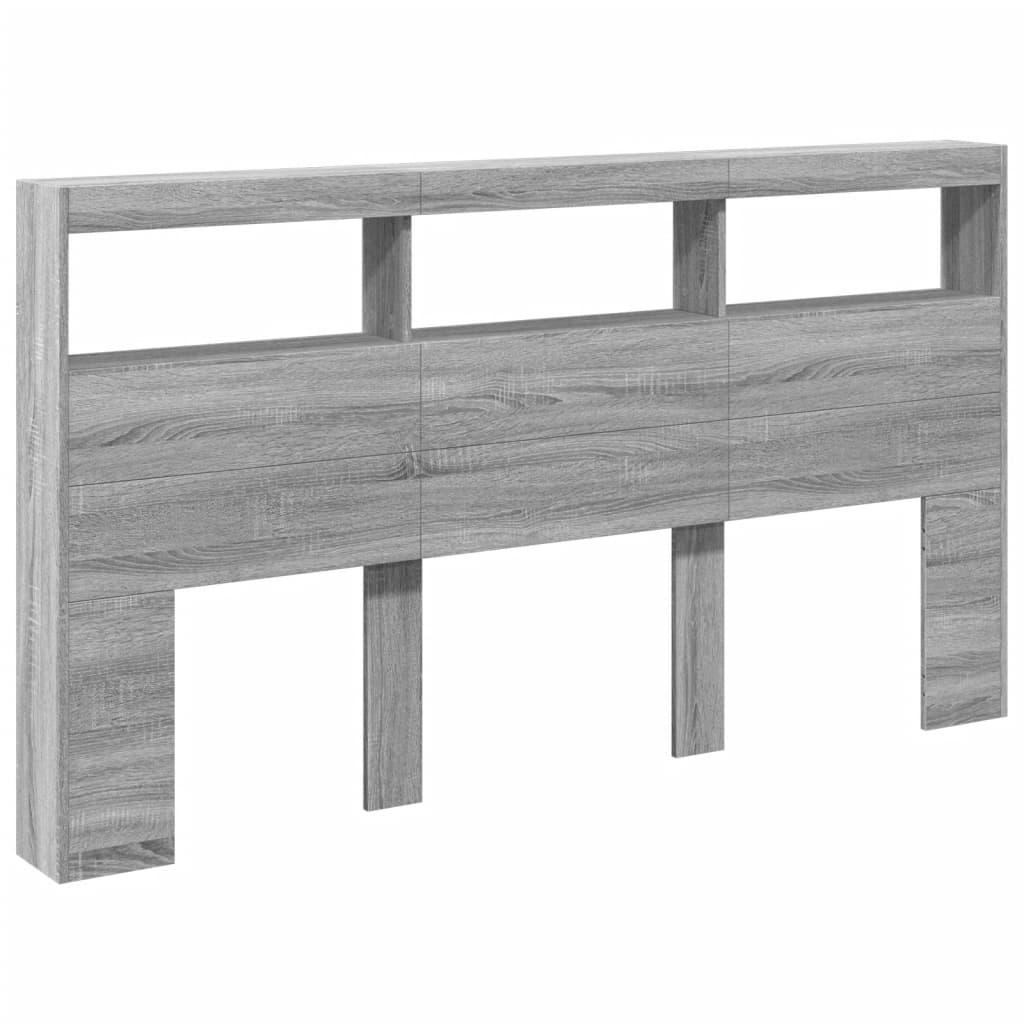 Κεφαλάρι με Αποθηκ. Χώρο & LED Γκρι Sonoma 180x17x102 εκ. - Pakobazaar