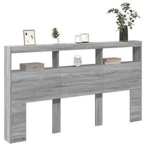 Κεφαλάρι με Αποθηκ. Χώρο & LED Γκρι Sonoma 180x17x102 εκ. - Pakobazaar