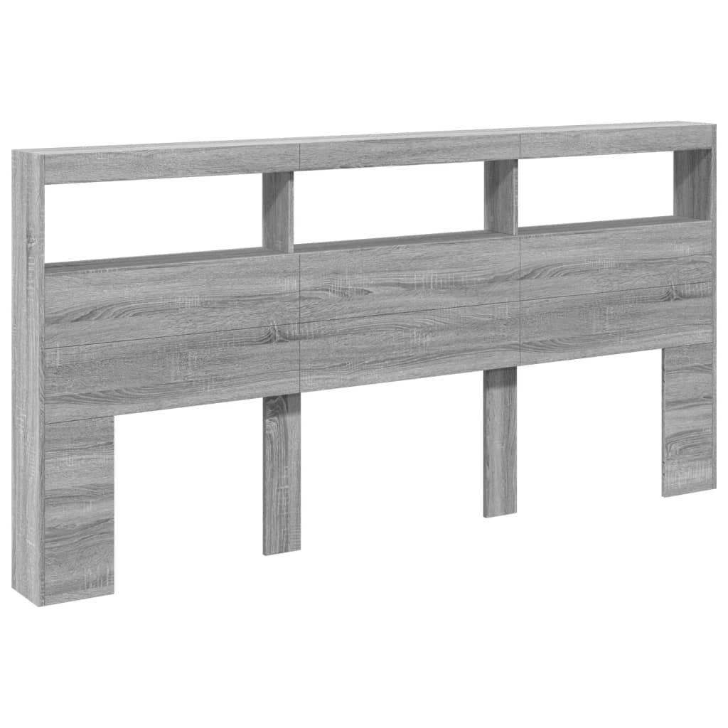 Κεφαλάρι με Αποθηκ. Χώρο & LED Γκρι Sonoma 200x17x102 εκ. - Pakobazaar