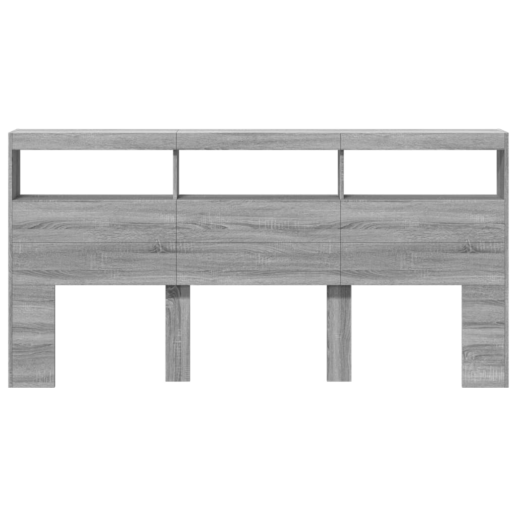Κεφαλάρι με Αποθηκ. Χώρο & LED Γκρι Sonoma 200x17x102 εκ. - Pakobazaar
