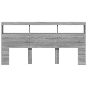 Κεφαλάρι με Αποθηκ. Χώρο & LED Γκρι Sonoma 200x17x102 εκ. - Pakobazaar