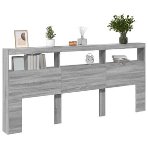 Κεφαλάρι με Αποθηκ. Χώρο & LED Γκρι Sonoma 220x17x102 εκ. - Pakobazaar