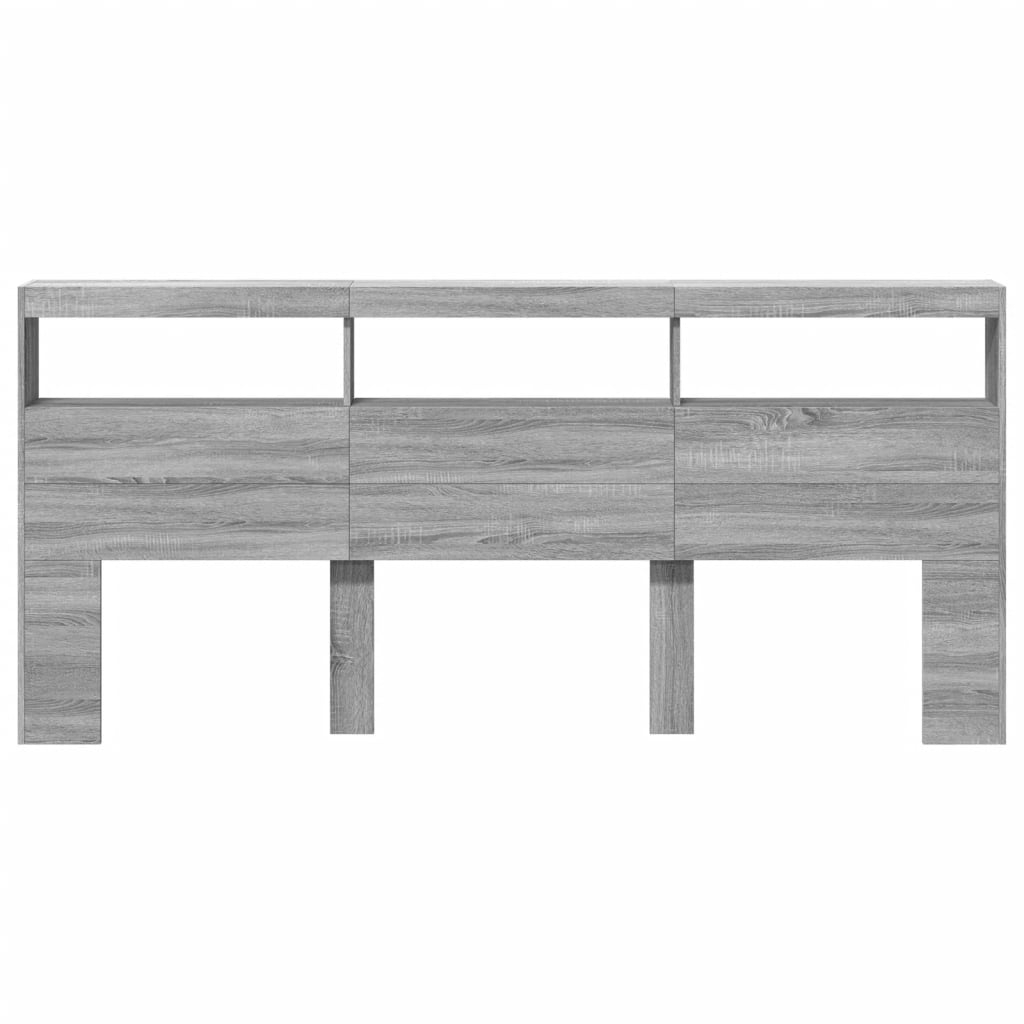 Κεφαλάρι με Αποθηκ. Χώρο & LED Γκρι Sonoma 220x17x102 εκ. - Pakobazaar