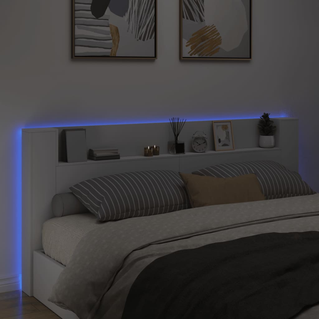Κεφαλάρι με Αποθηκευτικό Χώρο και LED Λευκό 220x16,5x103,5 εκ. - Pakobazaar