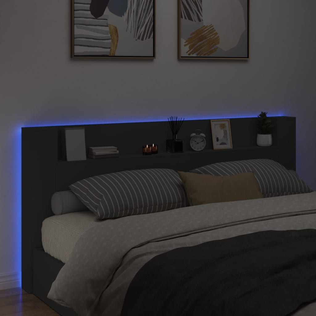 Κεφαλάρι με Αποθηκευτικό Χώρο και LED Μαύρο 220x16,5x103,5 εκ. - Pakobazaar
