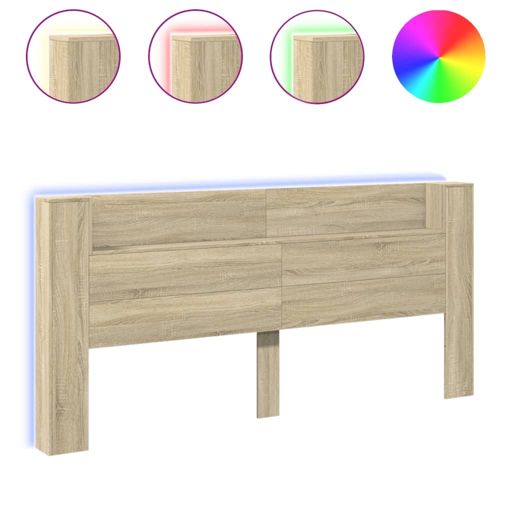 Κεφαλάρι με Αποθηκ. Χώρο & LED Sonoma Δρυς 220x16,5x103,5 εκ. - Pakobazaar