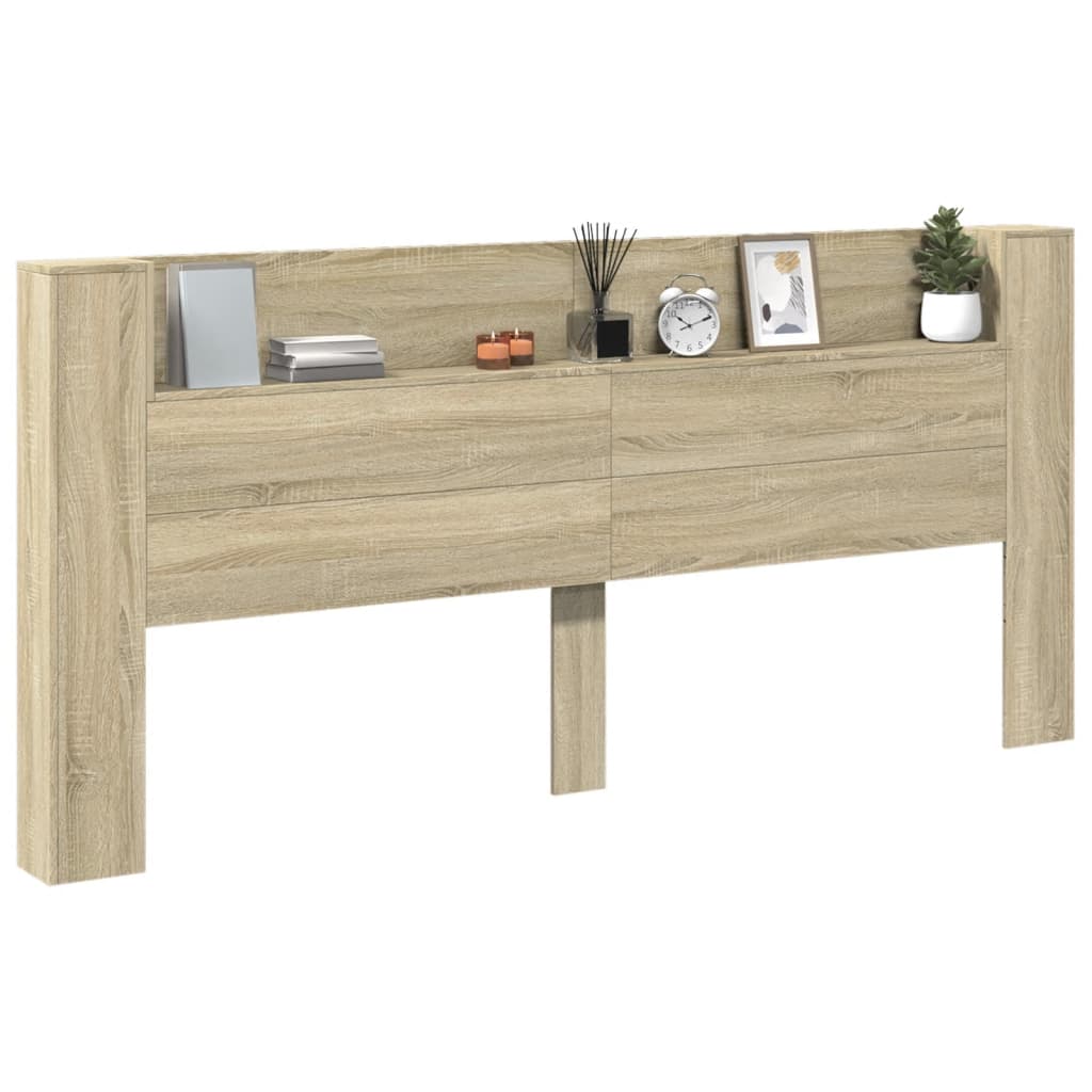 Κεφαλάρι με Αποθηκ. Χώρο & LED Sonoma Δρυς 220x16,5x103,5 εκ. - Pakobazaar