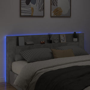 Κεφαλάρι με Αποθηκ. Χώρο & LED Γκρι Σκυρ. 220x16,5x103,5 εκ. - Pakobazaar