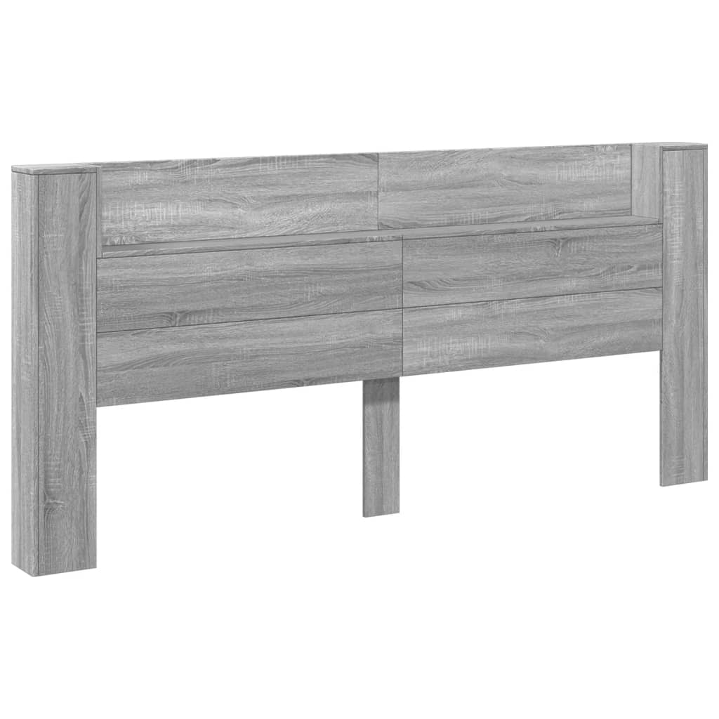 Κεφαλάρι με Αποθηκ. Χώρο & LED Γκρι Sonoma 220x16,5x103,5 εκ. - Pakobazaar