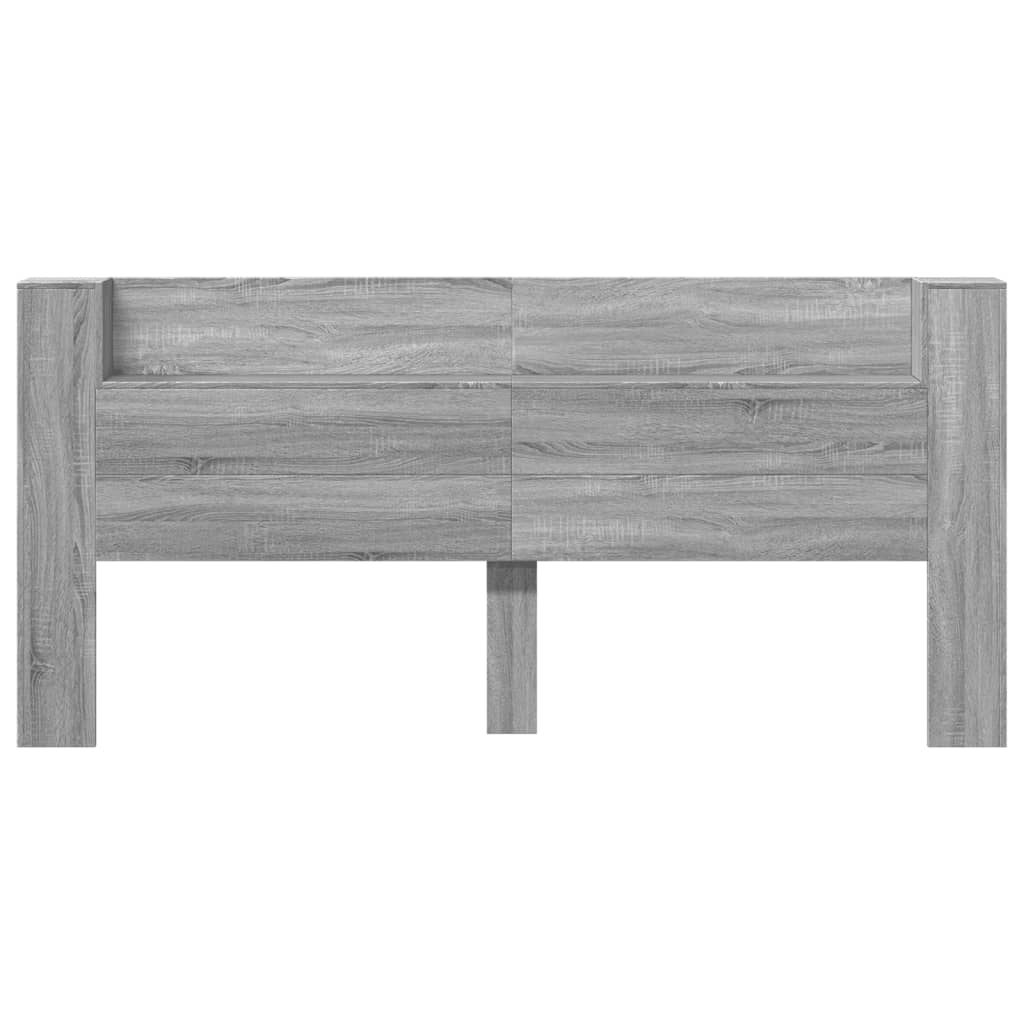 Κεφαλάρι με Αποθηκ. Χώρο & LED Γκρι Sonoma 220x16,5x103,5 εκ. - Pakobazaar