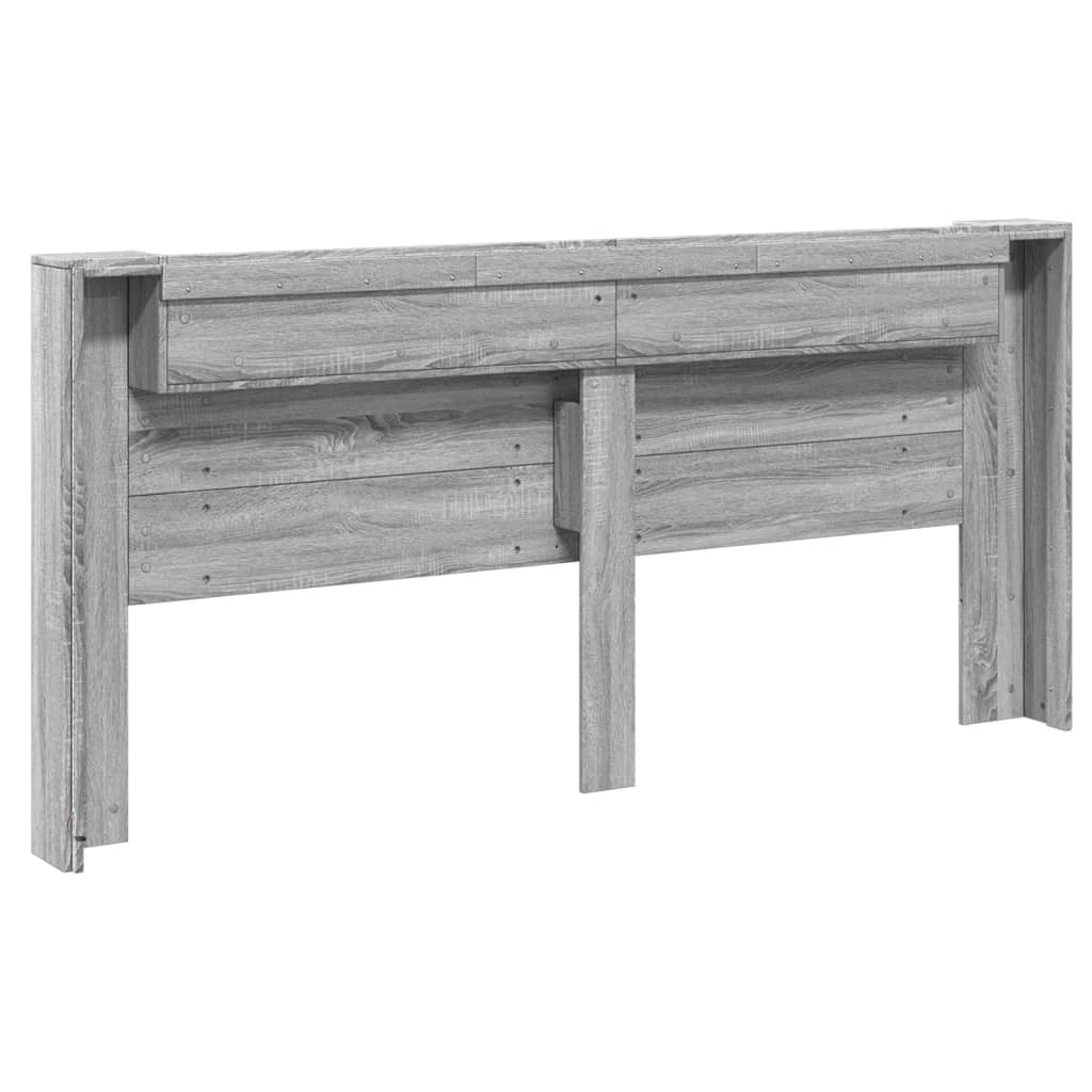 Κεφαλάρι με Αποθηκ. Χώρο & LED Γκρι Sonoma 220x16,5x103,5 εκ. - Pakobazaar