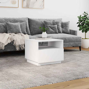 Τραπεζάκι Σαλονιού με Φώτα LED Λευκό 50 x 49 x 40 εκ. - Pakobazaar