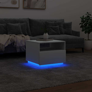 Τραπεζάκι Σαλονιού με Φώτα LED Λευκό 50 x 49 x 40 εκ. - Pakobazaar