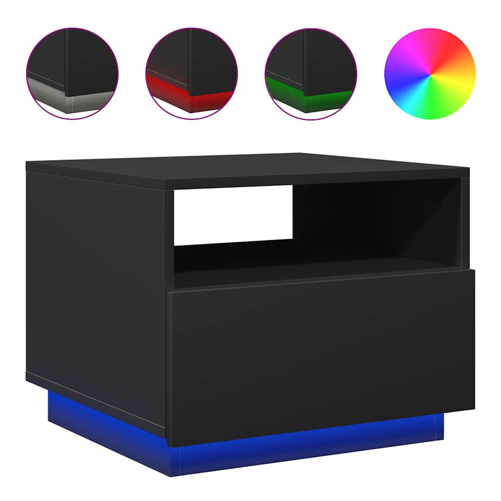 Τραπεζάκι Σαλονιού με Φώτα LED Μαύρο 50x49x40 εκ. - Pakobazaar
