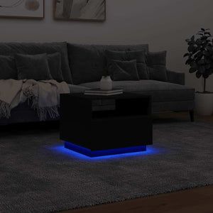 Τραπεζάκι Σαλονιού με Φώτα LED Μαύρο 50x49x40 εκ. - Pakobazaar