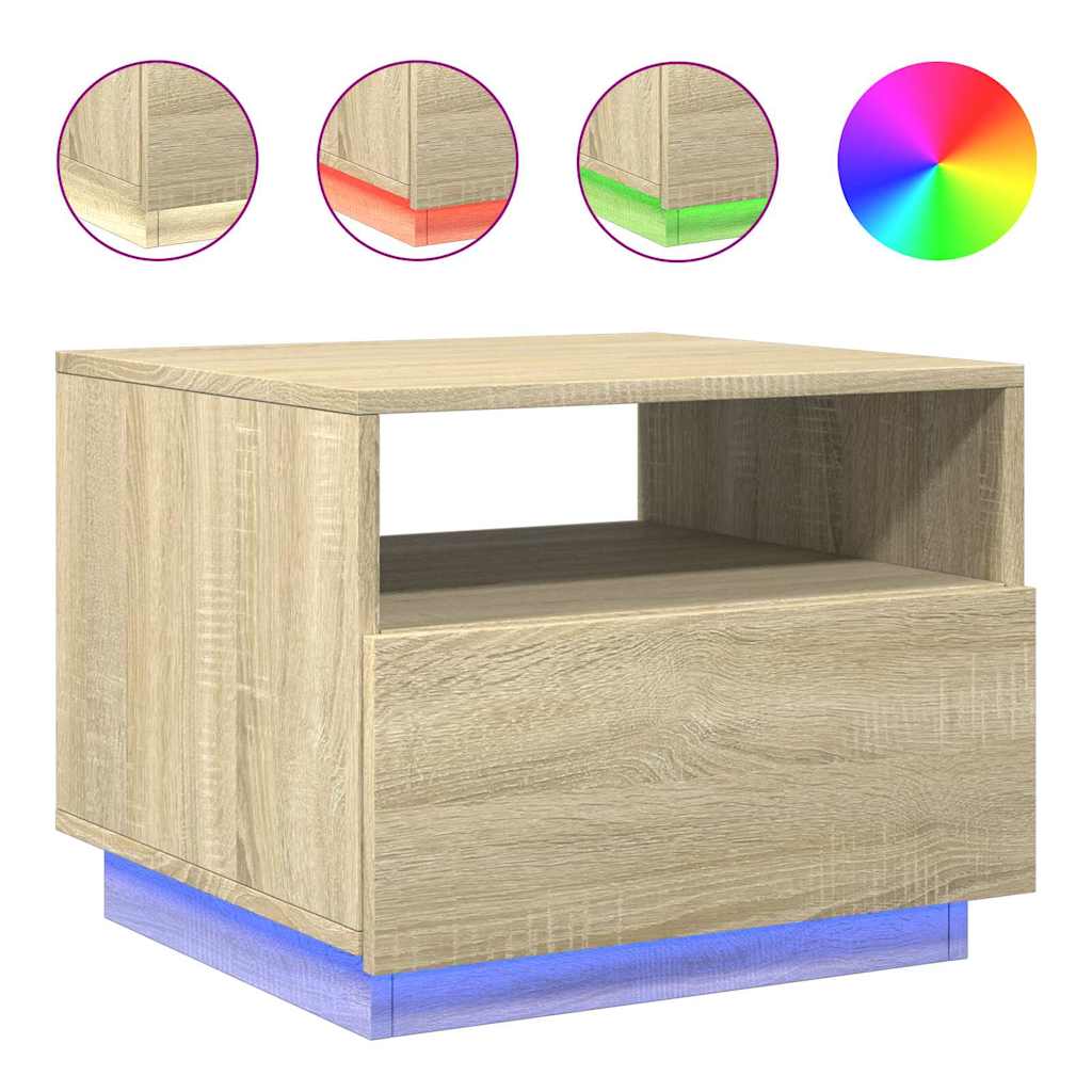 Τραπεζάκι Σαλονιού με Φώτα LED Sonoma Δρυς 50x49x40 εκ. - Pakobazaar