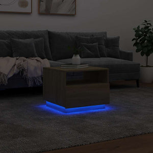 Τραπεζάκι Σαλονιού με Φώτα LED Sonoma Δρυς 50x49x40 εκ. - Pakobazaar