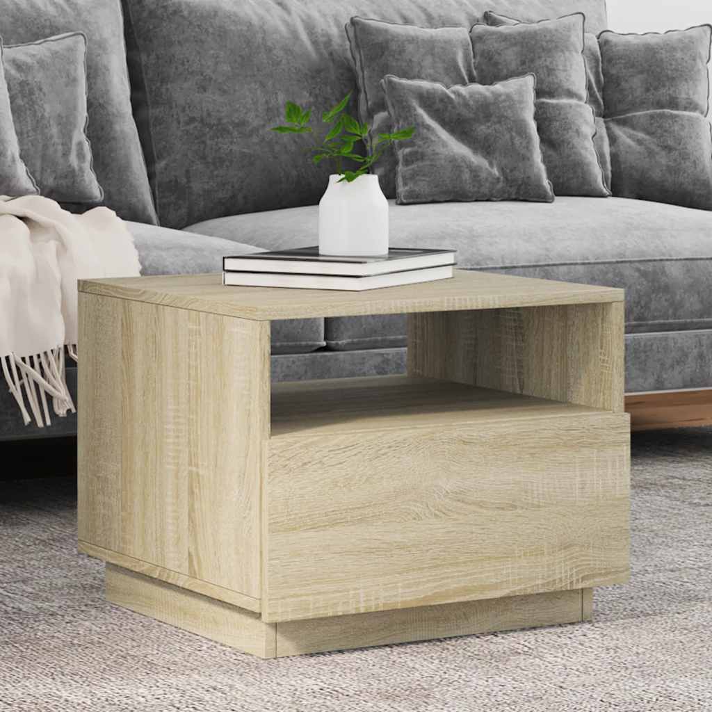 Τραπεζάκι Σαλονιού με Φώτα LED Sonoma Δρυς 50x49x40 εκ. - Pakobazaar