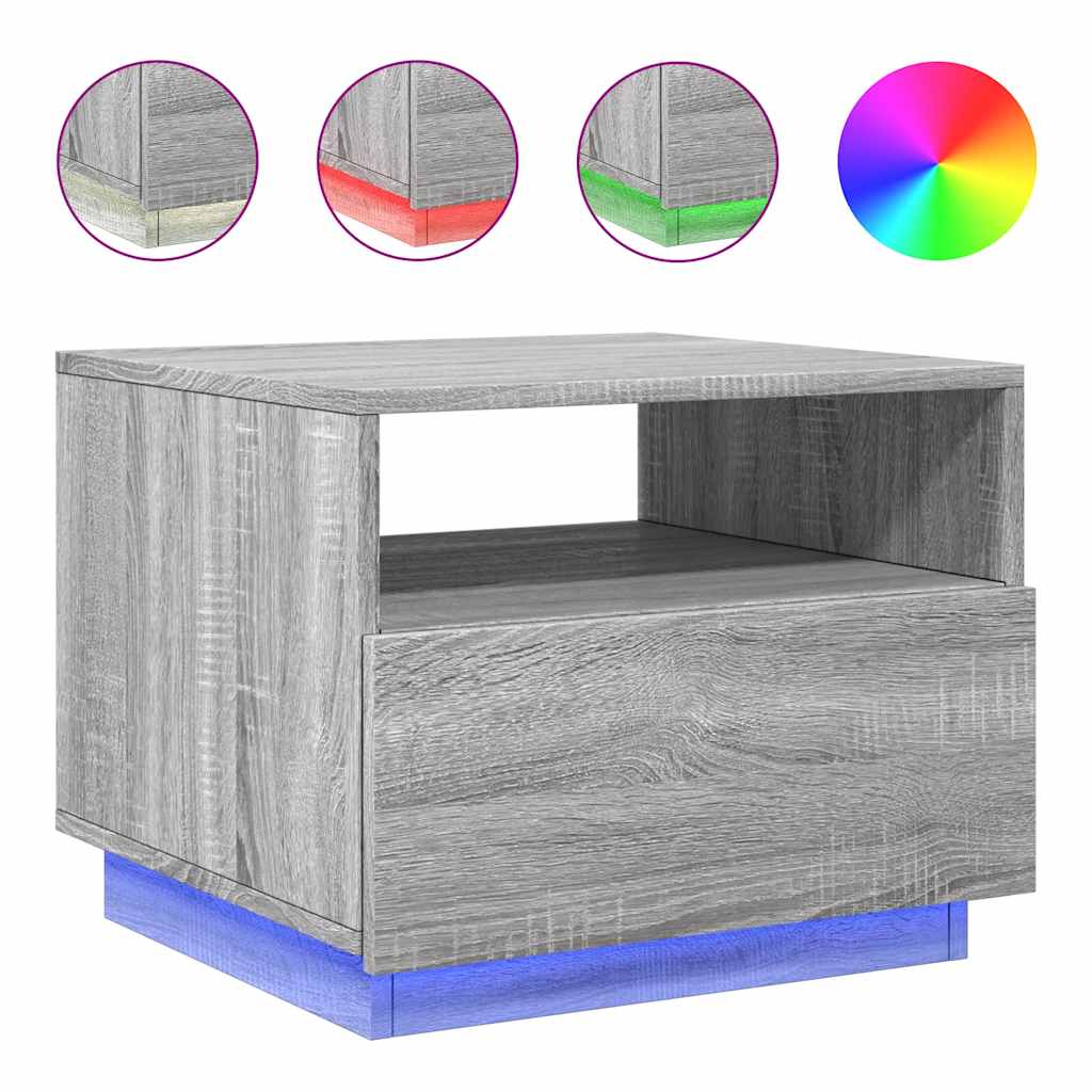 Τραπεζάκι Σαλονιού με Φώτα LED Γκρι Sonoma 50x49x40 εκ. - Pakobazaar