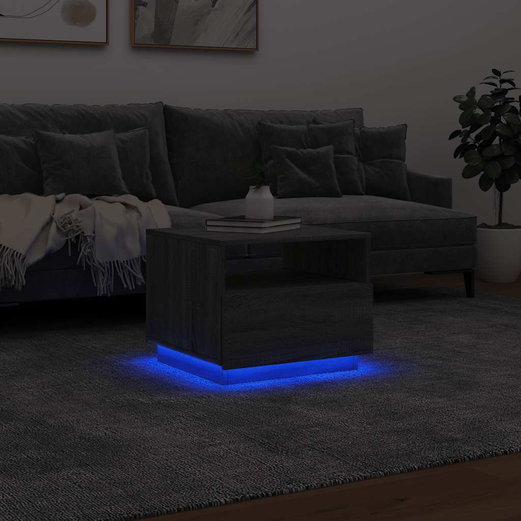 Τραπεζάκι Σαλονιού με Φώτα LED Γκρι Sonoma 50x49x40 εκ. - Pakobazaar