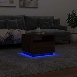 Τραπεζάκι Σαλονιού με Φώτα LED Καφέ Δρυς 50x49x40 εκ. - Pakobazaar