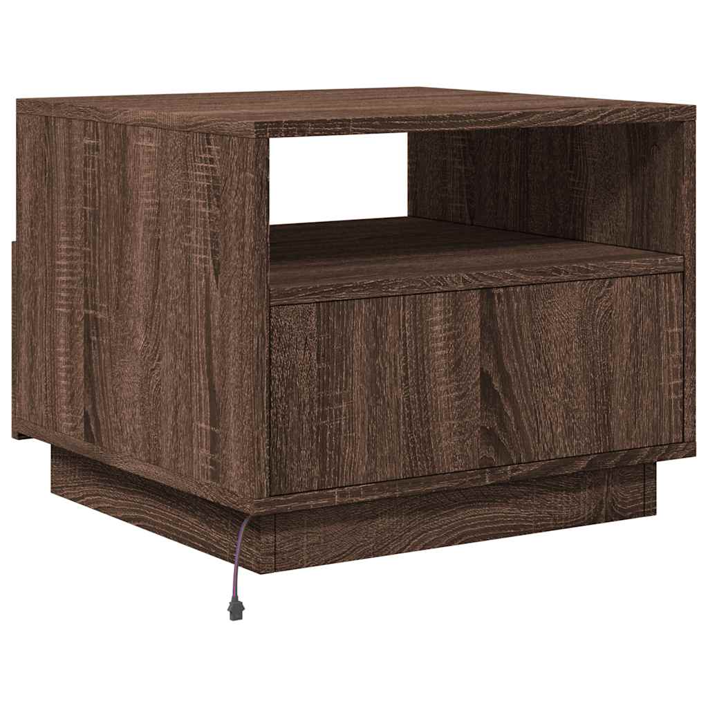 Τραπεζάκι Σαλονιού με Φώτα LED Καφέ Δρυς 50x49x40 εκ. - Pakobazaar