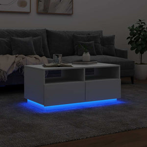 Τραπεζάκι Σαλονιού με Φώτα LED Λευκό 90x49x40 εκ. - Pakobazaar