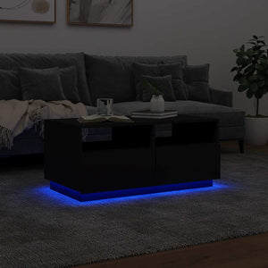 Τραπεζάκι Σαλονιού με Φώτα LED Μαύρο 90x49x40 εκ. - Pakobazaar