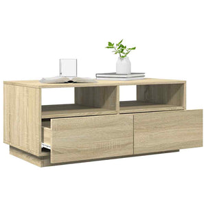 Τραπεζάκι Σαλονιού με Φώτα LED Sonoma Δρυς 90x49x40 εκ. - Pakobazaar