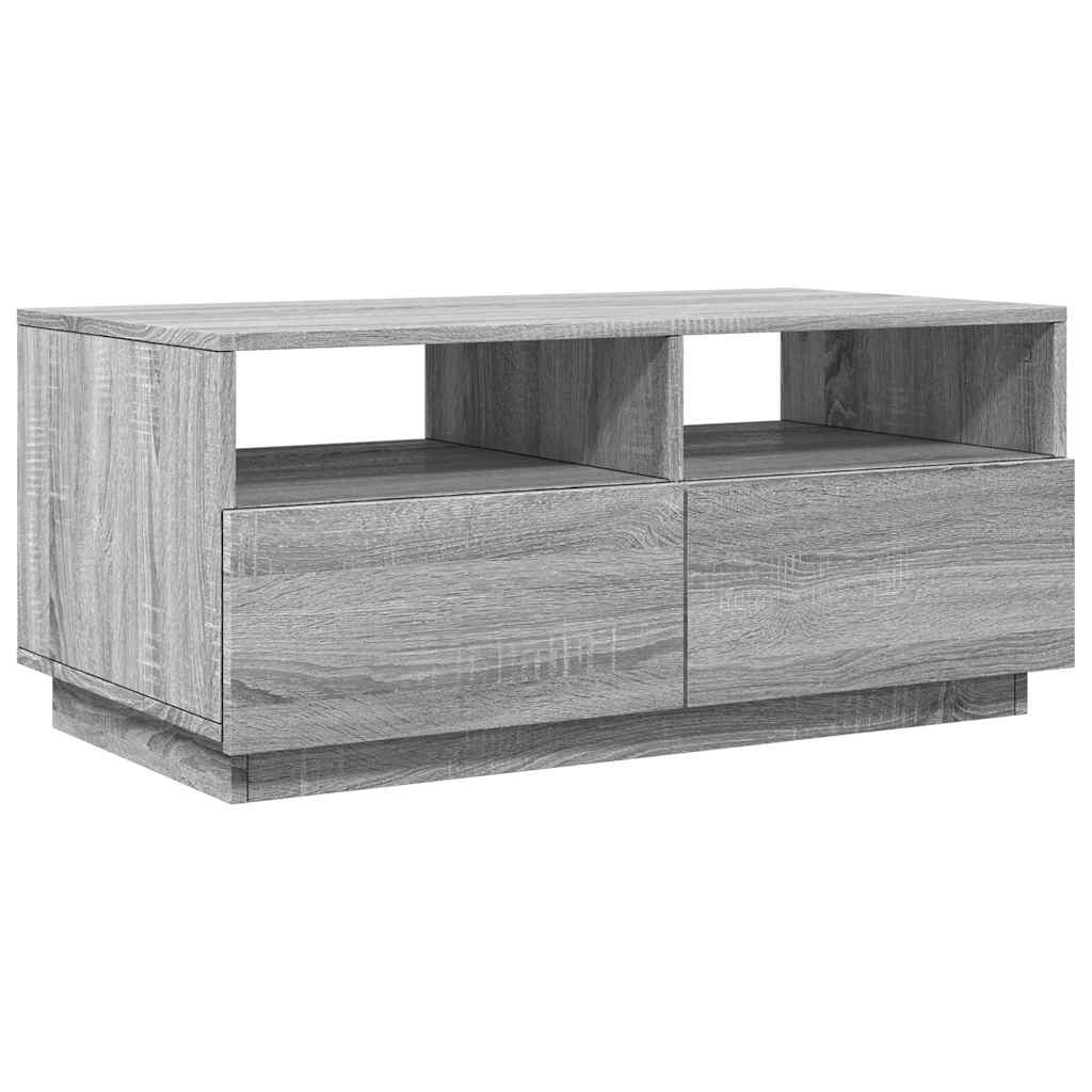 Τραπεζάκι Σαλονιού με Φώτα LED Γκρι Sonoma 90x49x40 εκ. - Pakobazaar