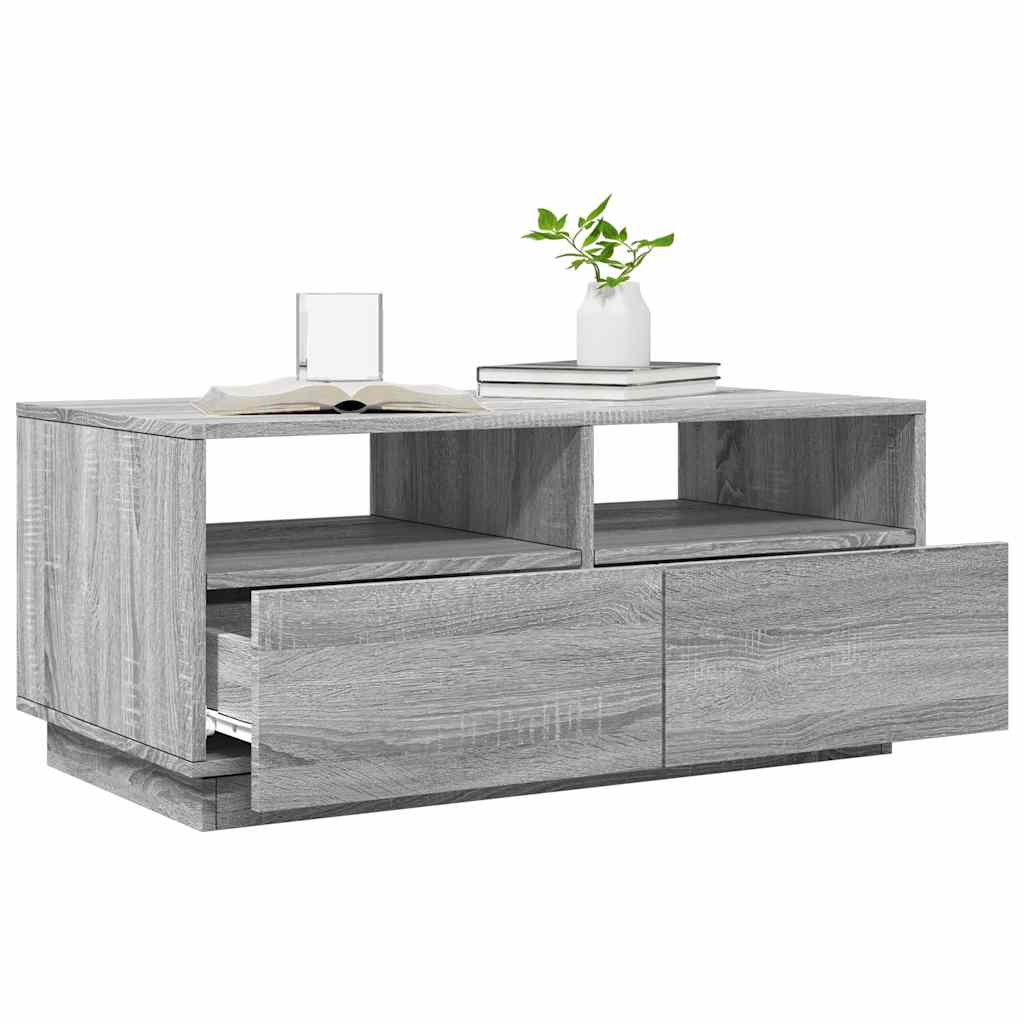 Τραπεζάκι Σαλονιού με Φώτα LED Γκρι Sonoma 90x49x40 εκ. - Pakobazaar