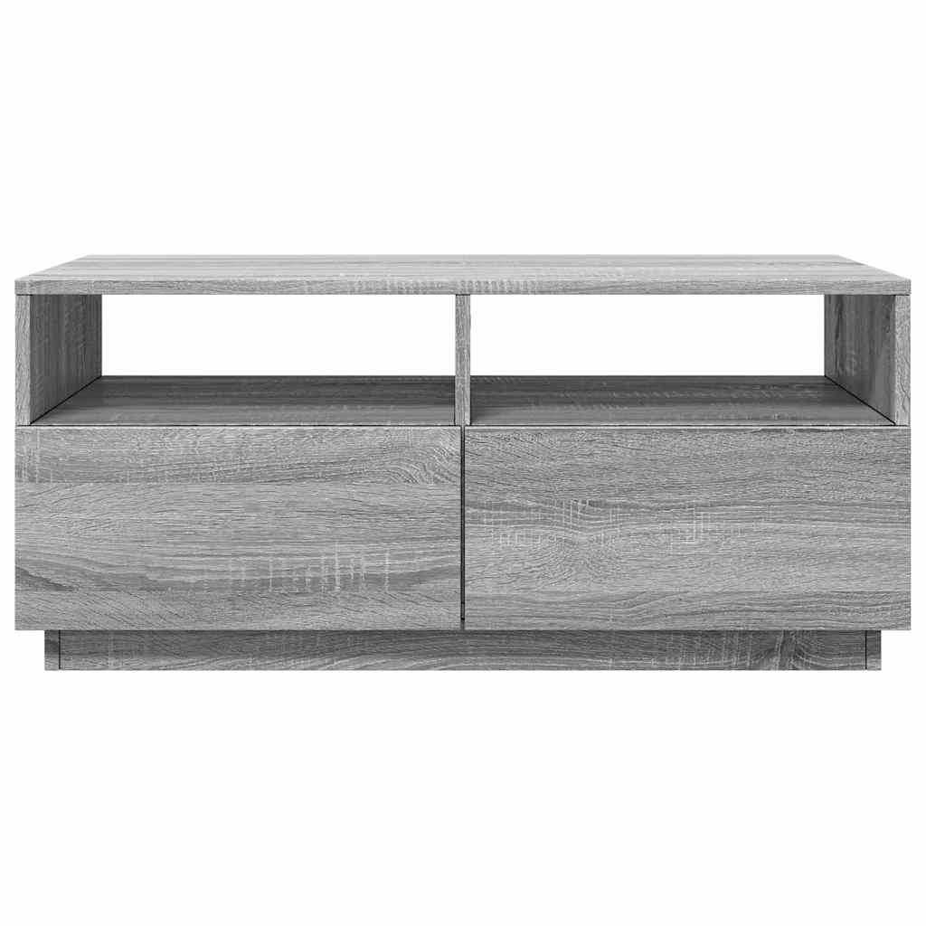 Τραπεζάκι Σαλονιού με Φώτα LED Γκρι Sonoma 90x49x40 εκ. - Pakobazaar