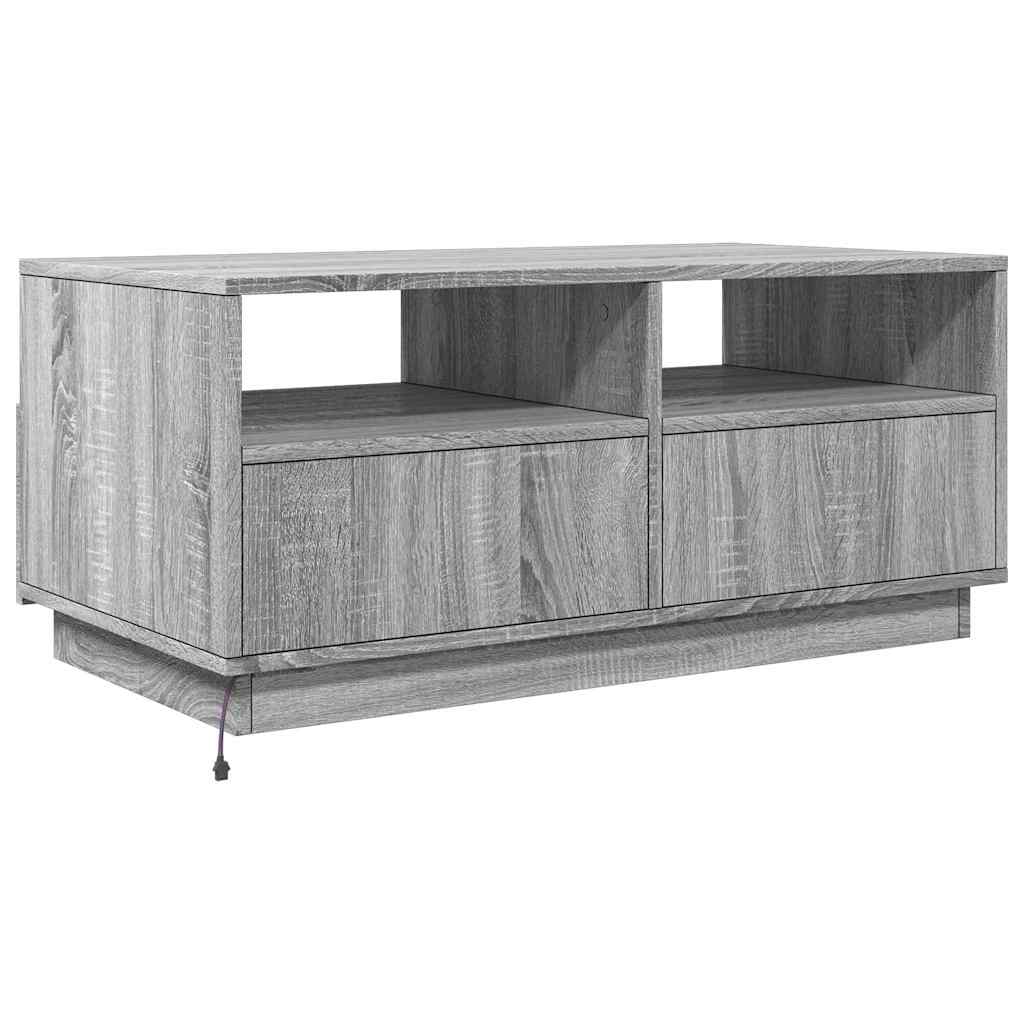 Τραπεζάκι Σαλονιού με Φώτα LED Γκρι Sonoma 90x49x40 εκ. - Pakobazaar