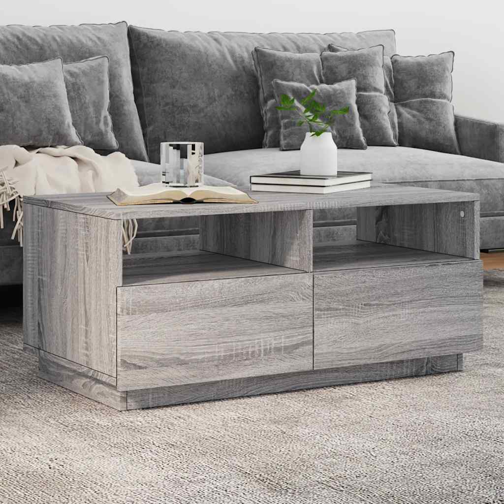 Τραπεζάκι Σαλονιού με Φώτα LED Γκρι Sonoma 90x49x40 εκ. - Pakobazaar