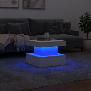 Τραπεζάκι Σαλονιού με LED Λευκό 50 x 50 x 40 εκ. - Pakobazaar