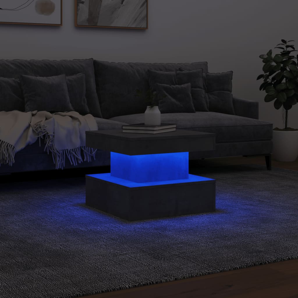 Τραπεζάκι Σαλονιού με LED Γκρι Σκυροδέματος 50 x 50 x 40 εκ. - Pakobazaar