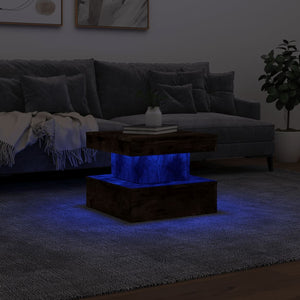 Τραπεζάκι Σαλονιού με LED Καπνιστή δρυς 50x50x40 εκ. - Pakobazaar