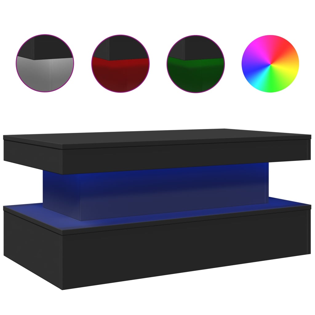 Τραπεζάκι Σαλονιού με LED Μαύρο 90 x 50 x 40 εκ. - Pakobazaar