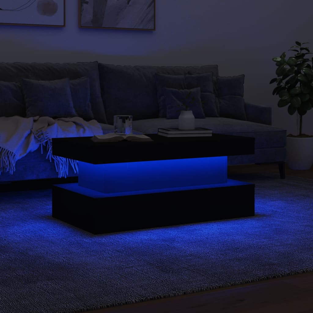 Τραπεζάκι Σαλονιού με LED Μαύρο 90 x 50 x 40 εκ. - Pakobazaar